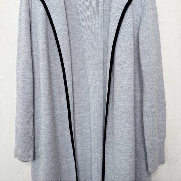 Talbots Womens Large Long Line Tipped Merino Blend Sweater Jacket - Picture 8 of 14